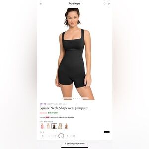 NWT - HeyShape Square Neck Shapewear Jumpsuit - Black, Large